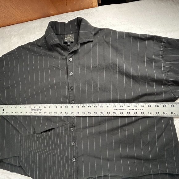 SpiritHouse Women’s Asymmetric Pinstripe Shirt Black Art to Wear Button-Up S/M - Picture 8 of 10